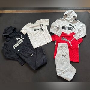 Puma Kids' Hoodie and Tee Collection in Red, Gray, and Black
